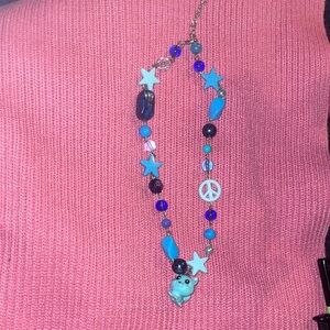 Colorful Beaded Necklace with Cat Charm